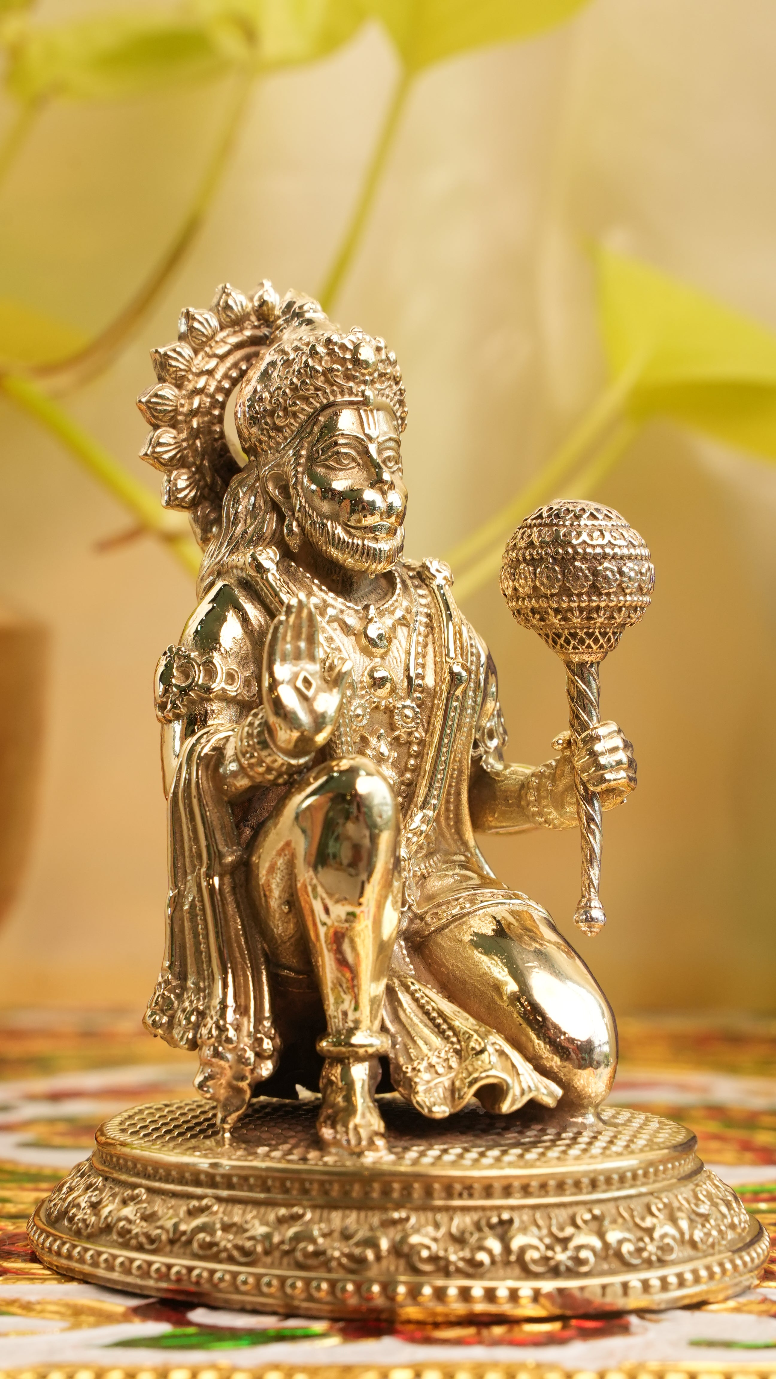 Hanuman Ji Brass Murti | Sitting in Ashirwad (Blessing) Position